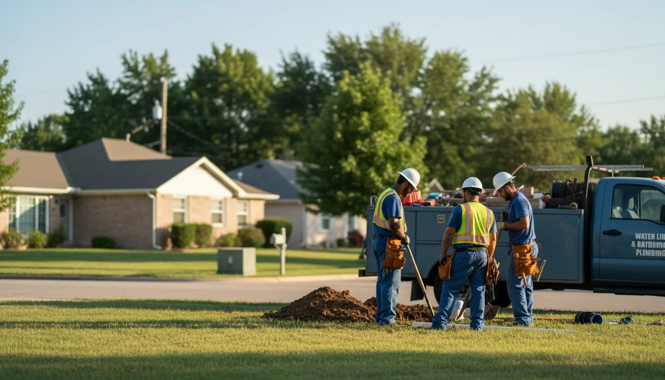 Residential water line and bathroom plumbing service in Mertens, TX